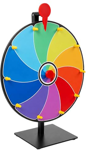 Relaxdays Roue de la Fortune 30 cm, Roue de Table, 10 Cases, Multicolore