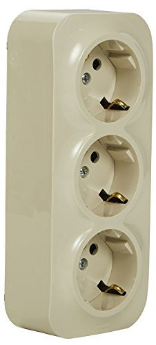 LEGRAND, Aufputz-Steckdose (3-fach), Aufputzdose, 2-polig mit Schutzkontakt & Kinderschutz, Wandmontage (Keller, Garage, Werkstatt), 16A/250V, Schutzart IP20, Schlagfestigkeit IK04, Mandelweiß, 782448