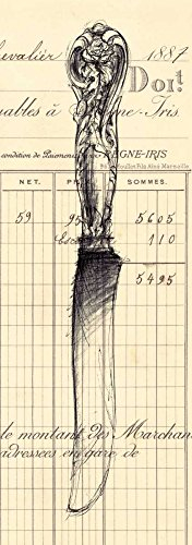 ART-PRINT-on-matte-paper-220gr- Coltello Documento Z Studio - Paese Francese Immagine Coltello Cucina Menu Francese Fine Art Stampa 57_X_19_in