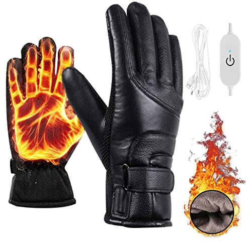 USB Beheizte Handschuhe, Touchscreen Elektrische Beheizte Handschuhe Wasserdicht Unisex Thermohandschuhe Schwarz