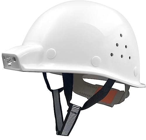Mustbau Casque de Chantier EN397 avec Éclairage LED, USB Rechargeable Casque de Sécurité Construction a 2 Modes D’ Éclairage, 53 à 62cm Tour de Tête Réglable (Blanc)