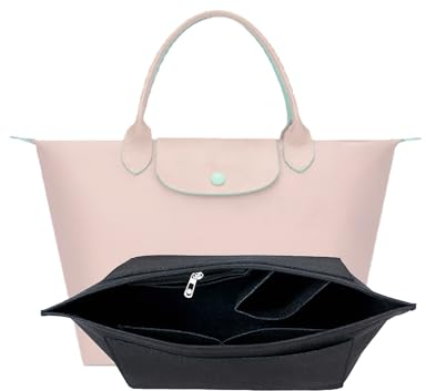 D.DUO Geldbörsen Organizer, Filz Handtaschen Organizer mit mehreren Taschen für Longchamp (Schwarz, Groß)