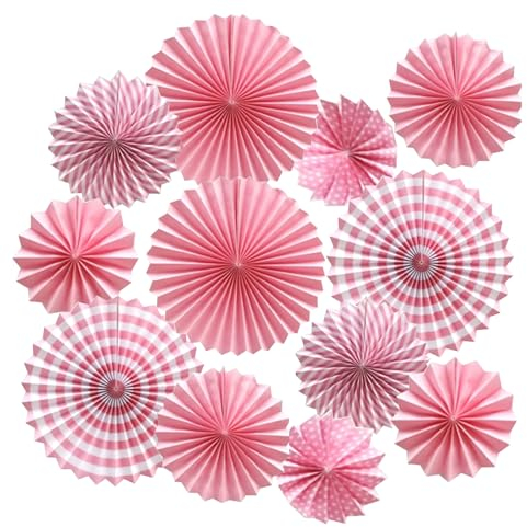 Papierblumen zum Aufhängen, 12 Stück Papier Blumen Deko Papierfächer Fensterdeko Geburtstagsdeko Papierfächer Geburtstag Deko für Hochzeit Geburtstag Tea Party Tischdeko Backdrop