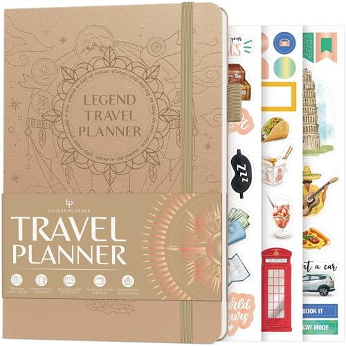 Legend Travel Planner Notebook, Vacation Organizer Journal, Sandstone
