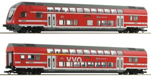 6200066 H0 Set of 2 Double Deck Cars with Control Car, DBAG, DC-Digital