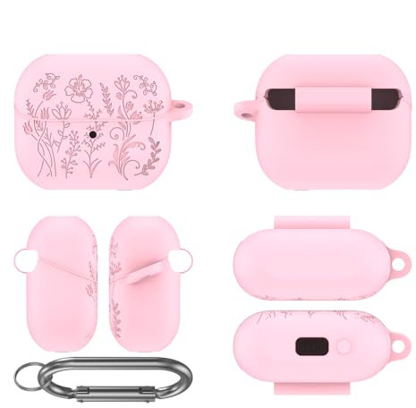 Silikonfodral för 2024 Galaxy Buds 3+/Pro/3/3 pro trådlösa öronsnäckor tillbehör, mjukt skyddsfodral violer (rosa)
