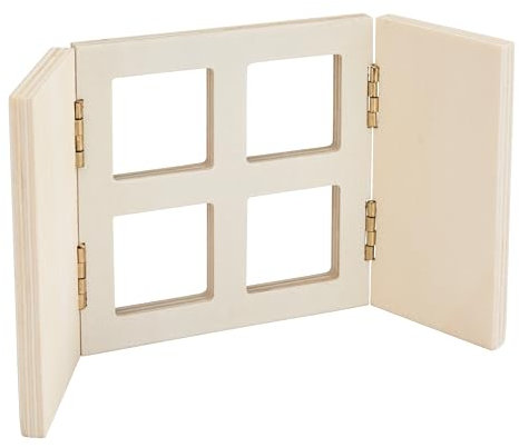 VBS Miniatur Fenster Lykke - Holzfenster, Fensteraussicht für Bastelprojekte - handgefertigt, dekorativ - Maße: 10 x 10 cm, 7 x 12 cm, 8 x 8 cm - Fensterdekoration, Puppenhauszubehör