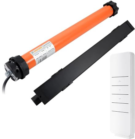 3T-MOTORS Funk-Rollladenmotor Set 3T45-20/12V + Solarpanel + HSZ1 (Zugkraft 20 Nm/40 kg) für 60 mm 8kant Rollladenwelle (SW60), mit mechanischen Endschaltern, Rollladenantrieb