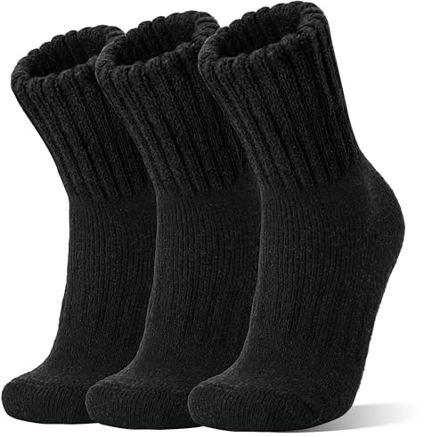 Sandsuced Merino Wool Thermal Boot Socks for Men Women Winter Warm Thick Cosy Walking Hiking Work Stocking Fillers Socks 3 Pairs(Black Series,L)