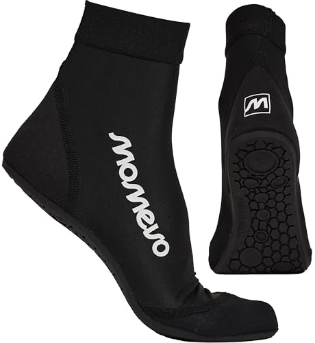 Momevo Splashies – Scarpette da Acqua in Neoprene con Suola Antispine – Scarpe Mare Antiscivolo Unisex per Spiaggia, Scogli e Seeigel – Comode e Protettive (Nero, 40/41)