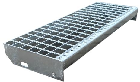 F & R Gradino metallico 600 x 270 mm zincato – Griglia in acciaio zincato a caldo antiscivolo durevole adatto per scale esterne