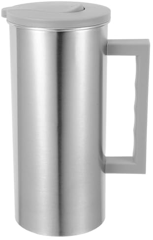 UKCOCO Pichet à Eau en Acier Inoxydable 1.8L avec Poignée Multi-Usages pour Jus Café et Boissons Carafe Résistante pour Maison et Bureau