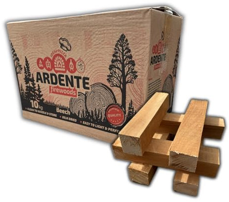 Ardente Beech Pizza Wood Oven Kiln Dried Hardwood Firewood Logs - Handle & Store - Easy to Light - Suitable for Ooni Uuni Nero Dellonda Portable Outdoor Brick Pizza Ovens - 1 x 10kg