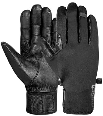 Reusch Track-X Touch-TEC Gants de Tous Les Jours Unisexes – Gants d'extérieur pour Homme et Femme avec Softshell, Cuir de Vachette, Fonction Tactile, Coupe-Vent, imperméable, poignée renforcée