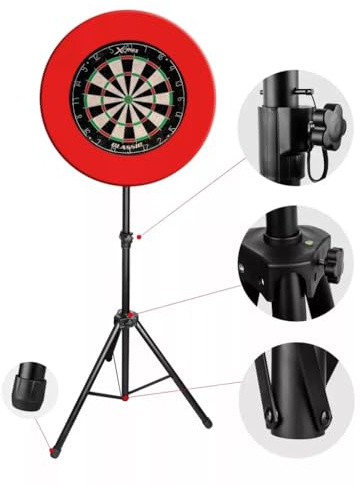 BULLET Hybrid Darts Stand – Portable Adjustable Dartboard Tripod with Carrying Case – Freestanding Metal Frame (135–186 cm Height, 95 cm Wide Base, 3.2 kg)