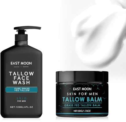 50g Crema Viso Uomo +120g Latte Detergente Viso Per Uomo - Balsamo di Sebo Antirughe per Uomo, Crema Viso Anti-Età, Ideale per la Pulizia Quotidiana del Viso e il Miglioramento della Pelle