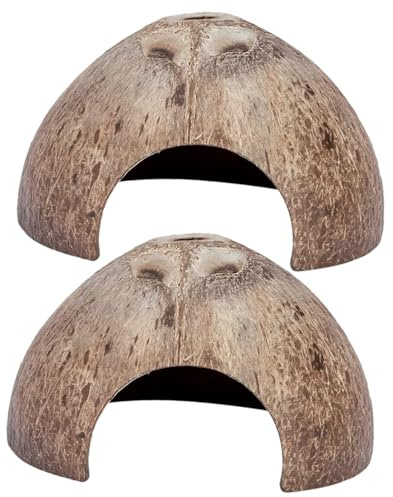 UTHCLO 2 pièces Cachette Reptile Coir Naturel Abri pour Petits Reptiles Décoration Terrarium Tortue et Gecko Environnement Confortable et Sécurisé