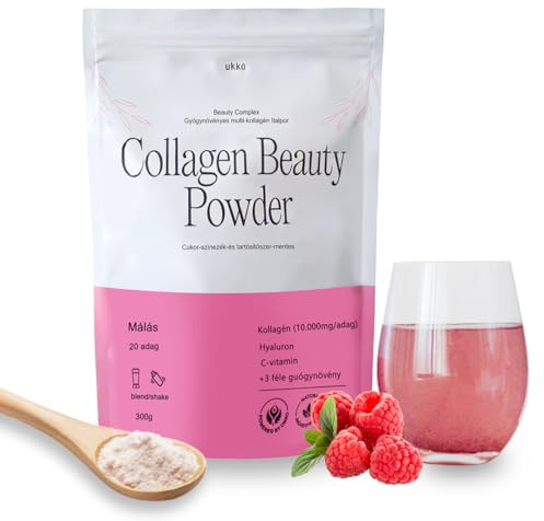 UKKO Kollagenpulver 300g |Vitamin C Hyaluronsäure 3 Heilpflanzen| Collagen Peptide Typ I & III | Weidehaltung | für Haut Haare Nägel I Kollagen Hyaluron Komplex | Himbeergeschmack