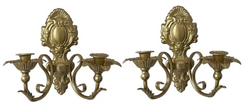 Wswqop Candle Wall Sconce, Candlestick, Rustic Double Wall Candle Holder for Wedding Celebrations, Gold