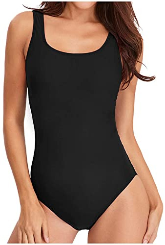 Bañadores Mujer Deportivo Traje de Baño de Una Pieza con Escote Trasero Resistente Al Cloro y a Los Colores Bañador Mujer Natacion Cinhtura Alta Monokinis Ropa de Baño para Piscina Playa Swimsuit