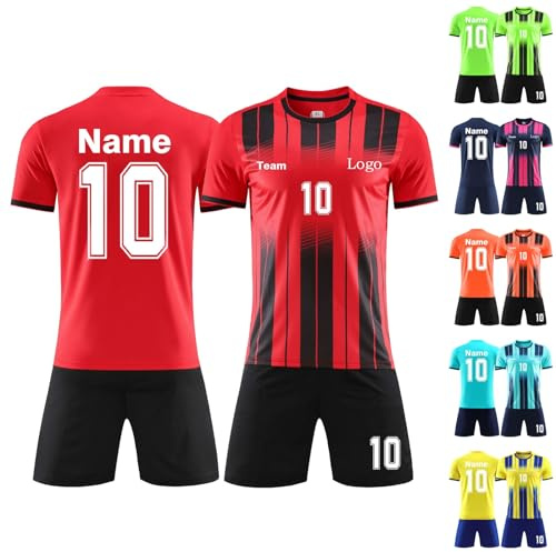 Generic Anpassat Fotbollströja 2-Deligt Set Namn Nummer Laglogo - Fotbollströja Barn Vuxna Personliga Fotbollströjor