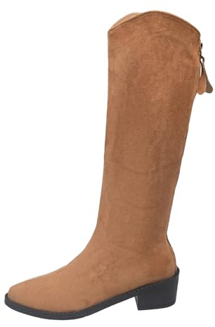 Bottines décontractées pour femme avec tige haute, talon épais, fermeture éclair et bout pointu, bottes tendance polyvalentes et chaussures traditionnelles pour femme, noires