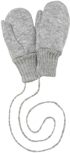 Disana WALK-HANDSCHUHE Baby & Kinder - 100% Bio-Merino, Wollwalk – wetterfest & super warm - unisex in 3 Größen - nachhaltig & fair – mit Strickkordel verbunden - made in Germany | Grau Gr. 2