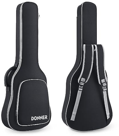 Donner 39 Inch Electric Guitar Case, 5mm Thick Padding Sponge 600D Ripstop Waterproof Nylon Soft Electric Guitar Bag with Dual Adjustable Shoulder Strap and Thick Sponge Handle, Black