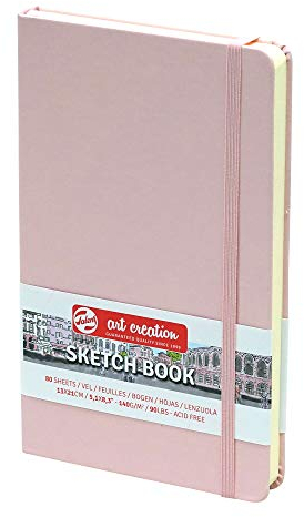 Talens Art Creation Skizzenbuch - Pastellrosa 13x21 cm - 140 g - 80 Blatt - säurefreies Zeichenpapier - Ideal für Bleistift, Pastell, Acryl, Tinte