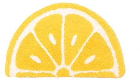Creative Halbrund, halbrund, gelbe Zitrone, weiche Plüsch-Badematte, rutschfest, für Badezimmer, Innenbereich, Heimdekoration, Teppich, Kinderzimmerteppich, Haustierteppich, M (50,8 x 78,9 cm)