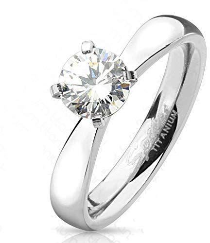 Paula & Fritz® Ring Damen Zirkonia Klar Titan-IUM Größe 52 (16,6) Silber Freundschaftsring Partnerring Ehering Verlobungsring Soltär-Ring Damenring