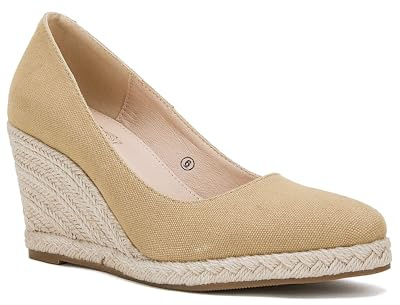 Ruanyu Women's Platform Espadrilles Wedge Sandals Slip On Solid Color Closed Pointed Toe Comfortable Wedge Pumps Shoes