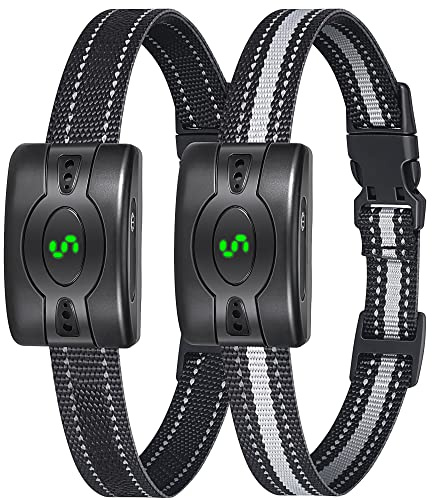 2 Pack Rechargeable Dog Bark Collar, Anti Barking Collar with 5 Sensitivity, No Shock Bark Collar with Vibration&5 Variable Beep, IP67 Waterproof Smart Bark Training Collar for Large Medium Small Dogs