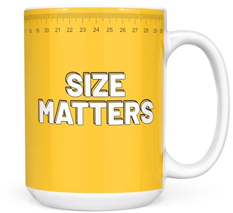 Mug Monster - Size Matters - Taza gigante, taza de té o café extra grande, taza de café de cerámica, regalo para hombres o mujeres, taza extragrande y gigante disponible, taza blanca de 15 onzas
