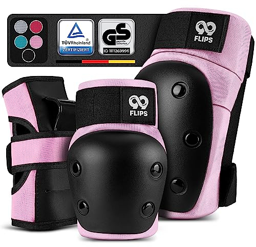 99FLIPS Protection Roller Adulte et Adolescent - Protection Patin a Roulette - pour avec Genouillère, Coudiere - Équipement de Protection Skate, Inline Skate e BMX - DIVE L Rose