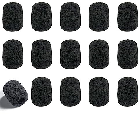 Taicols 15Pcs Mousse Micro Casque, Mini Bonette Microphone, La Salle de Conférence pour La Salle de Classe La Salle de Conférence Les Interviews d'Actualités Activités de Plein Air Noir, Micro