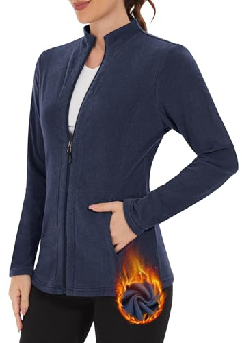 WOWENY Giacca in Pile da Donna per Esterni, Felpa Foderata Calda con Colletto rialzato e Giacca in Pile con Zip Intera Leggera antistatica per l'inverno, la Corsa, l'escursionismo e Il Tempo Libero