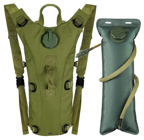 Outplea Taktischer Trinkrucksack mit 3L Wasserblase, Leichter Fahrradrucksack mit Trinksystem, Wasserrucksack für Laufen Radfahren Wandern, Grün