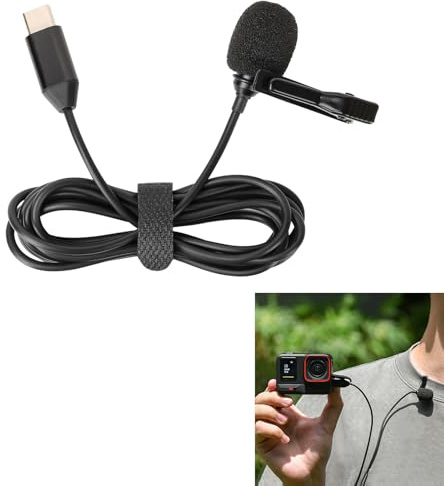Microfono Lavalier per Insta360 Ace Pro/Ace, espansione di registrazione Microfono clip-on MIC interfaccia Type-C per Insta 360 Ace Pro e Ace Accessori per fotocamere
