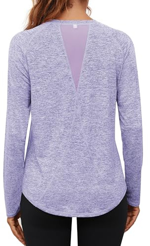Gyabnw T Shirt Sport Femme Col Rond Manches Longues Respirant | Matière respirante, coupe confortable pour running yoga et fitness