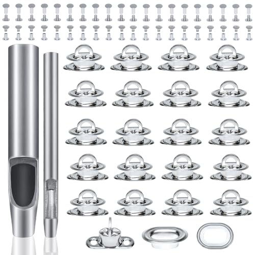 Herramienta de Ojetes Oval Metálicos Set, Kit para Lonas, Toldos, Cuero, Cortinas, Telas, Remachador, Banderas, Manualidades y Bricolaje