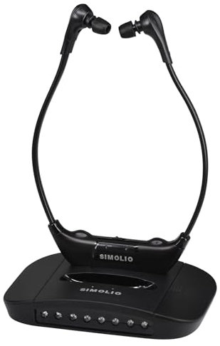 SIMOLIO Digitale Kabellose TV Kopfhörer mit Dialogmodus, Funkkopfhörer für Fernseher und Musikanlagen mit L/R Balance Lautstärkeregelung, Hörverstärker für Ambient Sound, Ohrhörer für Senioren, SM863D