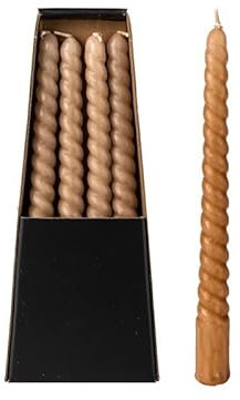 ukiyo 4 bougies à tige torsadées, hauteur : 25 cm, diamètre : 2,5 mm, durée de combustion : 6 heures, couleur : sable