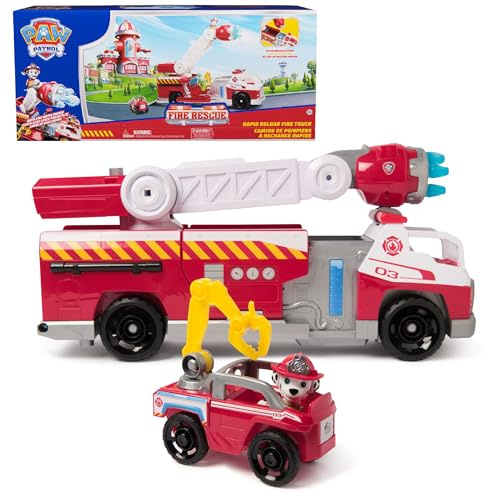 Paw Patrol Fire Rescue: Rapid Reload Fire Truck with Marshall Figure, Quick-Fire Launcher, Lights & Sounds, Kids Toys for Boys & Girls Ages 3 and Up