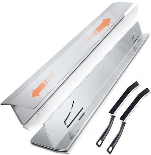 2025 Upgrade 2*Extendable Stove Gap Covers Stainless Steel +2*Gap Brushes,T Stove Counter Gap Cover,Oven Guards For Sides,Oven Gap Filler, Heat Resistant Stove Cover Guards Length 13.8 to 27.5,0.79