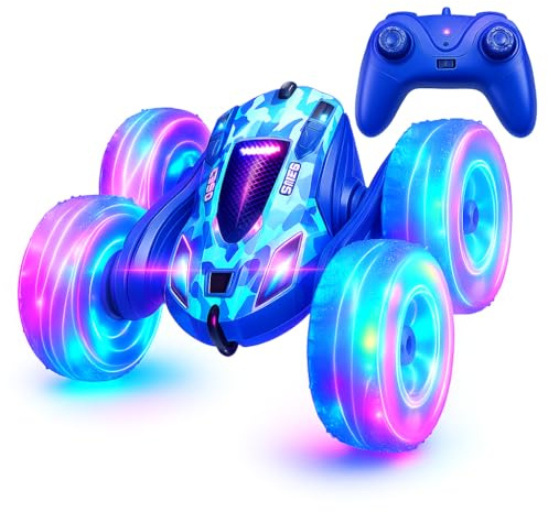 NLMWTI Voiture Télécommandée Enfant, 360° Rotation Voiture Télécommandée Monster Truck, Mini RC Stunt Car 2.4GHz RC Radiocommandee Jeux Extérieur Jouet Cadeau pour Garçon Fille 3+ Ans