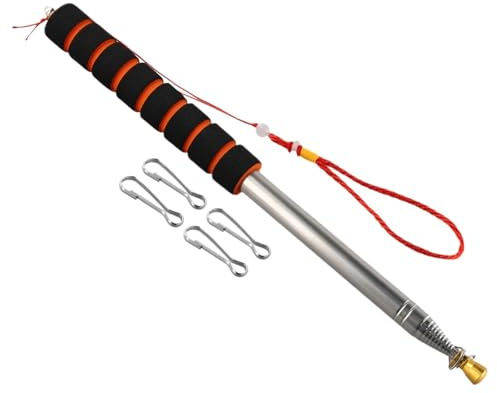 ATEUXOL Asta Telescopica per Bandiera 1pc 3.0 Metri Telescopico Palmare Pennone con 4 Clip Pennoni for Sfilate Raduni Eventi Sportivi