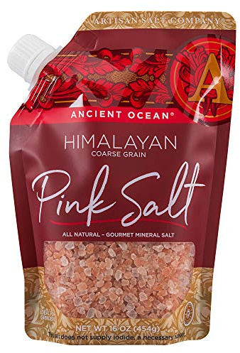SaltWorks Ancient Ocean Himalayan Pink Salt, Artisan Pour Spout Pouch, Himalayan (Coarse) 16 Oz