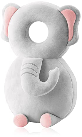 JINYJIA Kopfschutz für Babys, verstellbarer Schutz gegen Stürze, weich, Unterstützung für Alter 4-24 Monate, Elefant