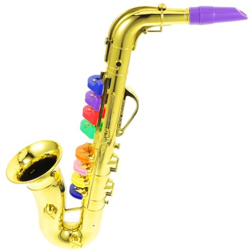 HOMSFOU Golden Kids Sassofono Giocattolo: Strumenti a fiato Musicali 8 Ritmi Sassofono Tromba Performance Prop Bambini Giocattoli Di Sviluppo Per Bambini Principianti